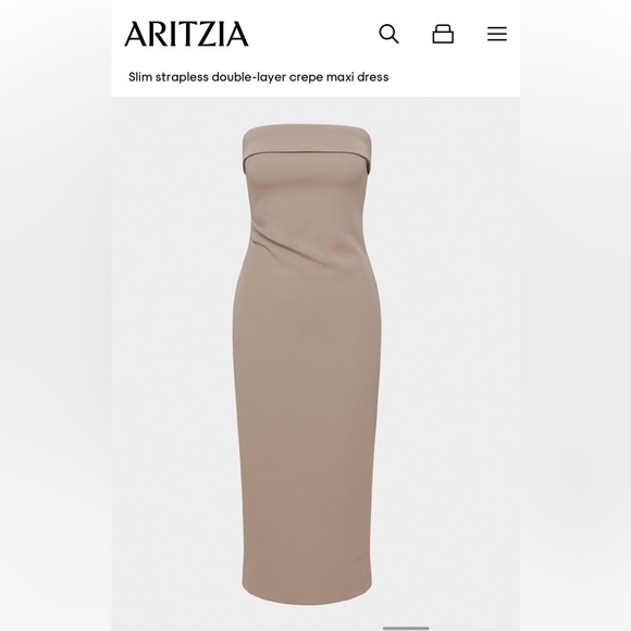 Aritzia Strapless Dress in Taupe, Tan, Brown FigureKnit™ Eyecatcher Dress - Picture 3 of 4
